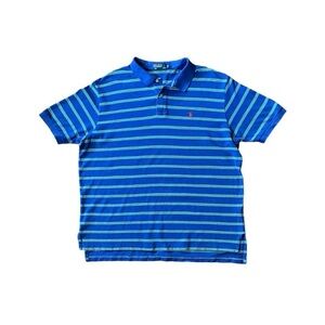 Ralph Lauren Blue Green Striped Polo Shirt - Size XXL